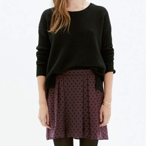 MADEWELL Maroon + Black Polka Dot Skirt - Picture 1 of 3